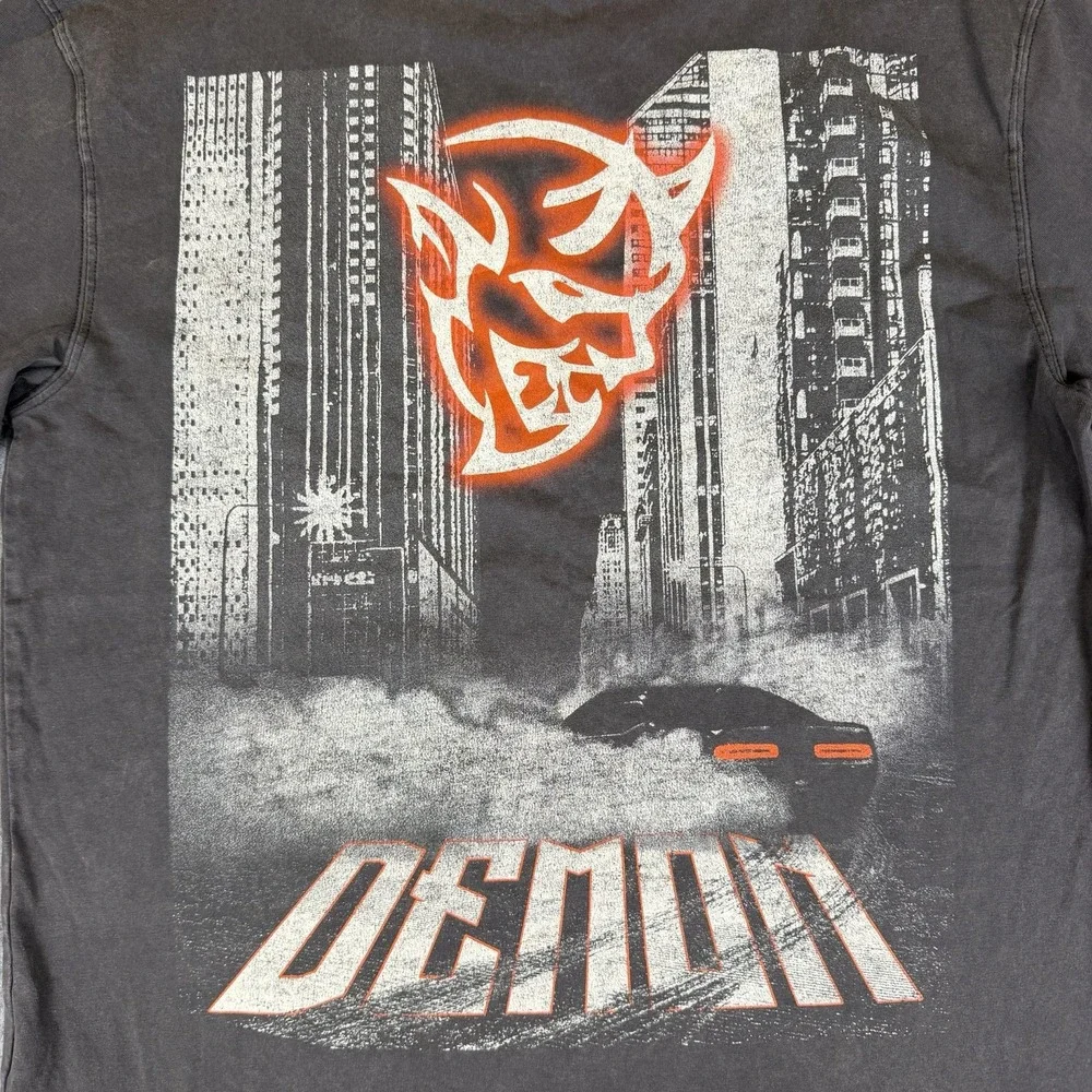 Hollister Dodge Demon T Shirt XS Gray Faded Wash Boxy Fit Muscle Car Graphic